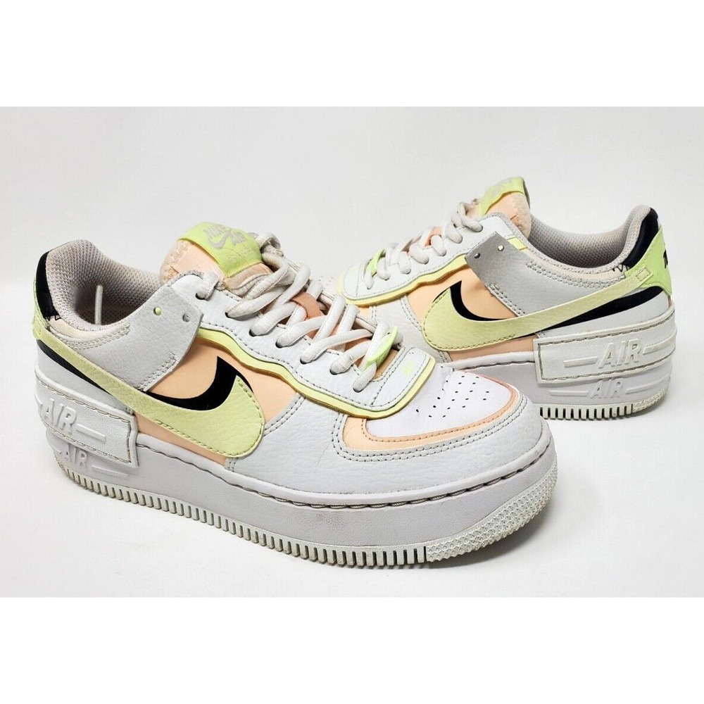 Nike Air Force 1 Shadow White Volt Crimson Tint Womens Trainers US 6